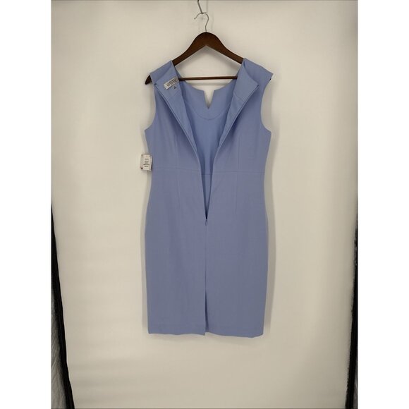Kasper Womens Size 10 Blue V-Neck Sleeveless Sheath Dress Work Office Career NWT - Picture 8 of 11